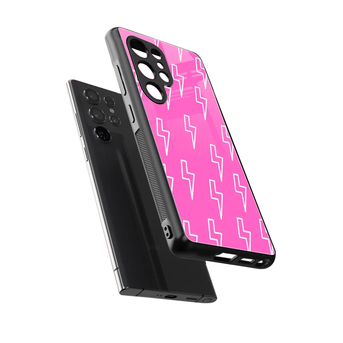 Lightning Pink sleek samsung galaxy s25 ultra cover with tempered glass back and TPU edges