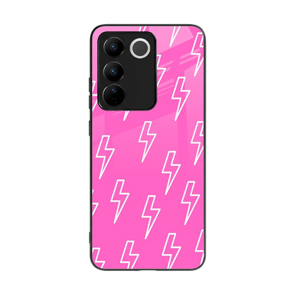 Lightning Pink back phone cover | glass case for vivo v27 5g