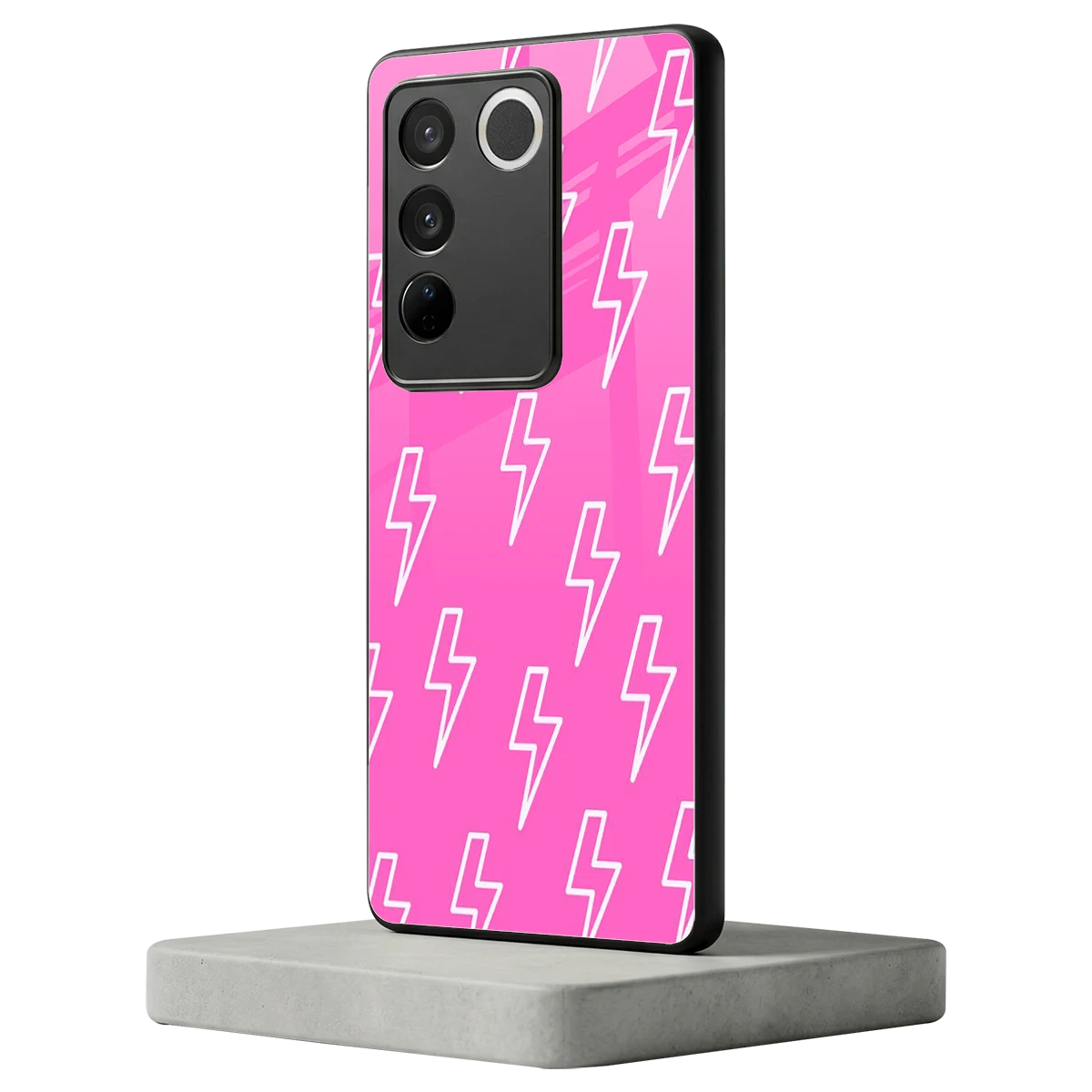 Lightning Pink vivo v27 5g mobile cover | shockproof glass phone case