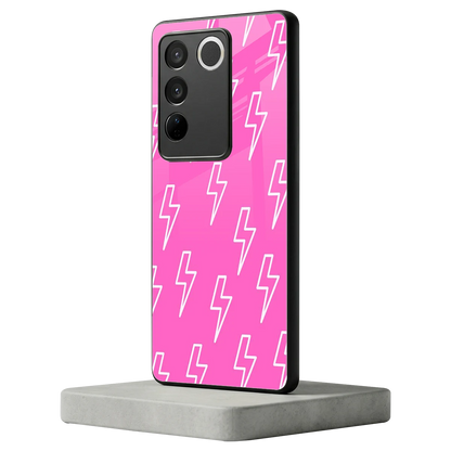 Lightning Pink vivo v27 5g mobile cover | shockproof glass phone case