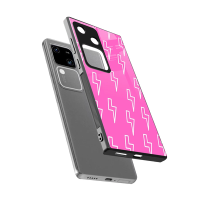 Lightning Pink sleek vivo v30 cover with tempered glass back and TPU edges