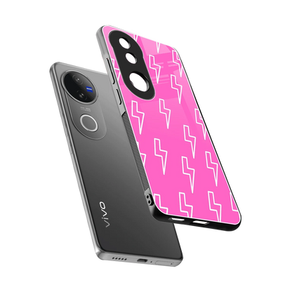 Lightning Pink sleek vivo v50 cover with tempered glass back and TPU edges