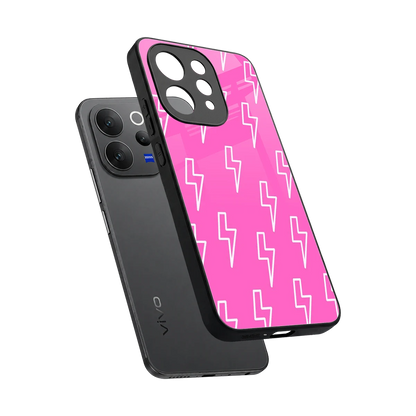 Lightning Pink sleek vivo v70 cover with tempered glass back and TPU edges