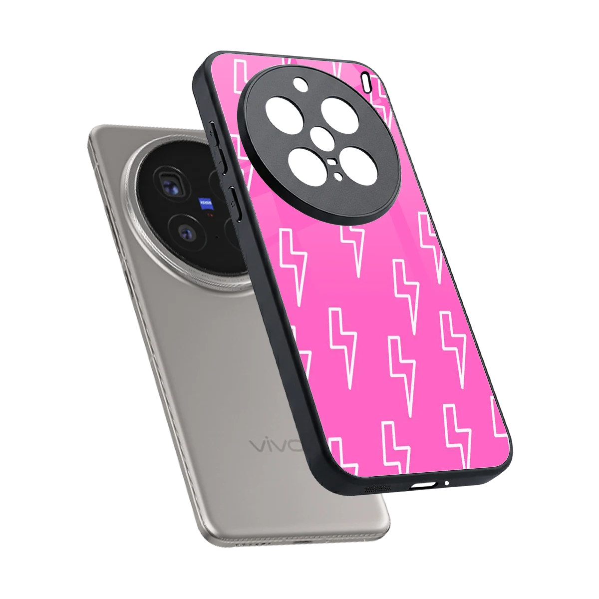 Lightning Pink sleek vivo x200 pro cover with tempered glass back and TPU edges