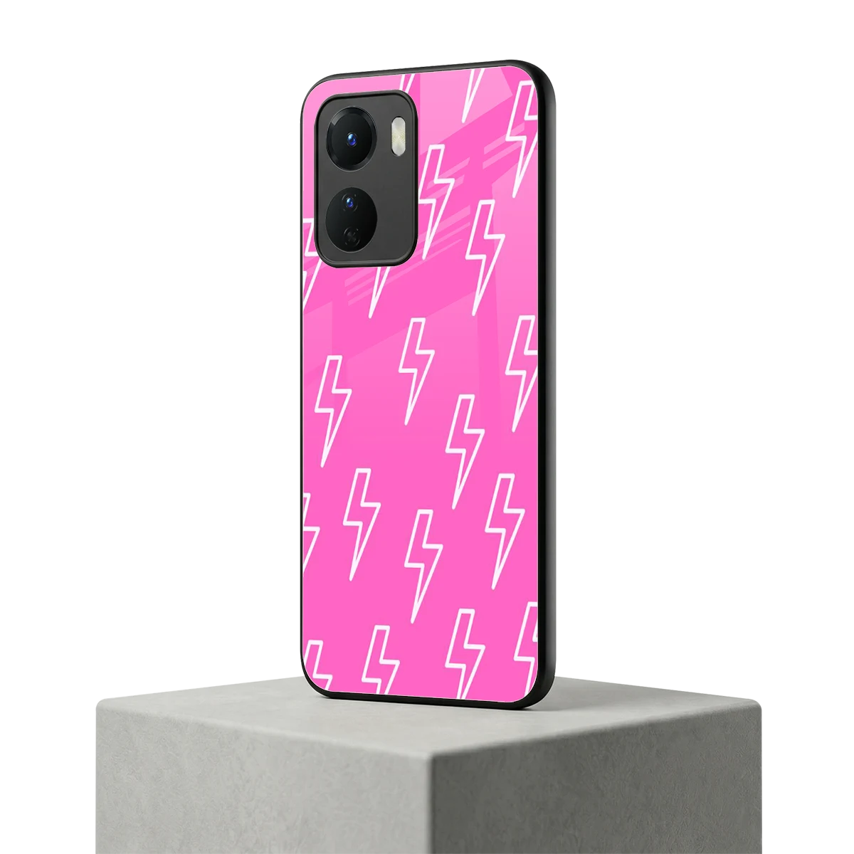 Lightning Pink vivo y16 mobile cover | shockproof glass phone case