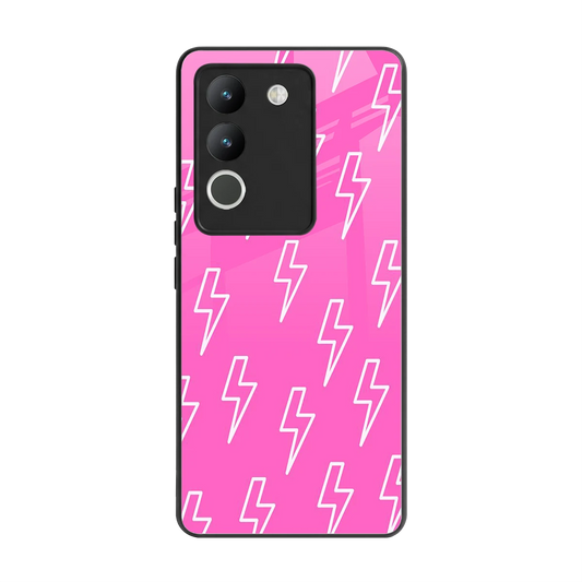 Lightning Pink back phone cover | glass case for vivo y200 5g