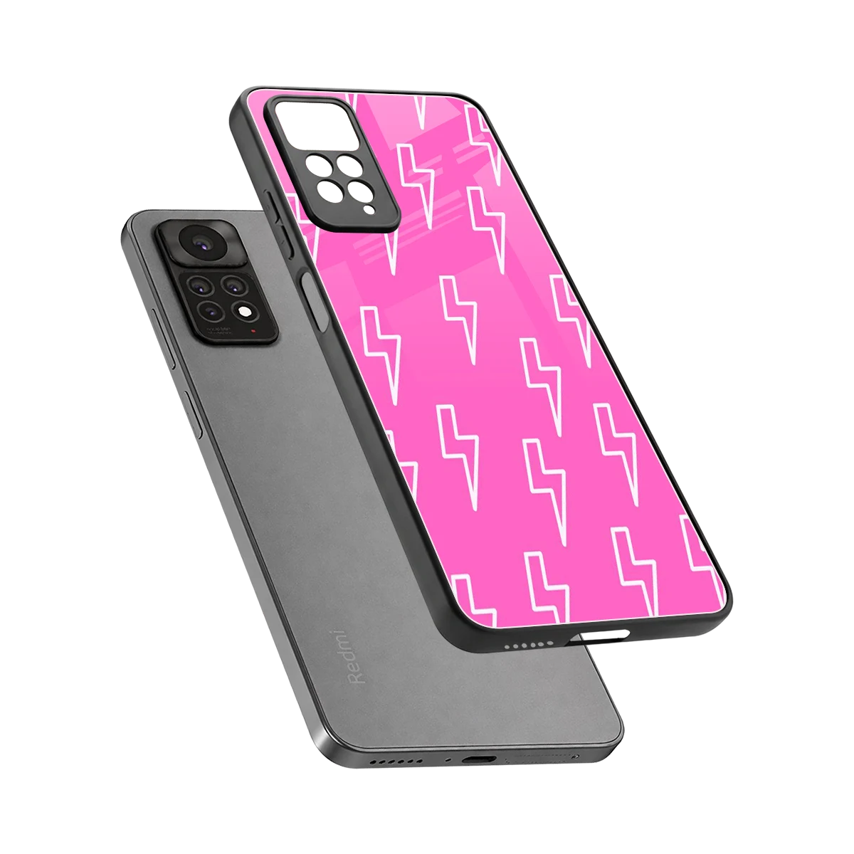 Lightning Pink sleek redmi note 11 pro cover with tempered glass back and TPU edges