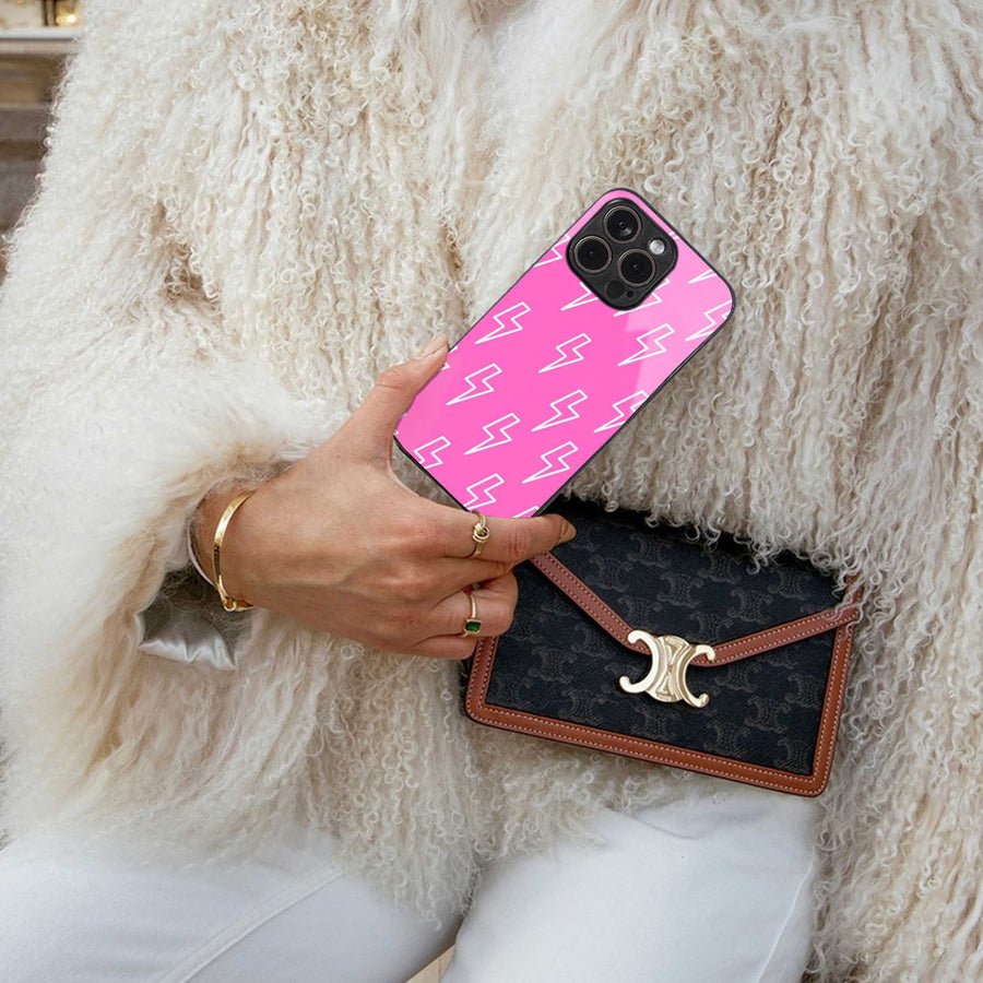 Lightning Pink Phone Case for Iphone 15 Pro | Glass Case