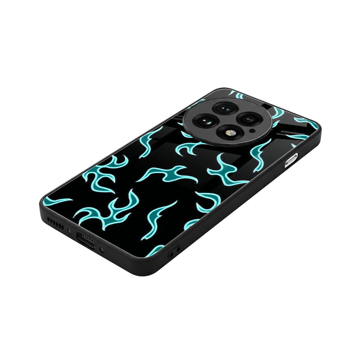 Lil Flames Black Blue stylish phone case for oneplus 13 | glossy glass and slim fit