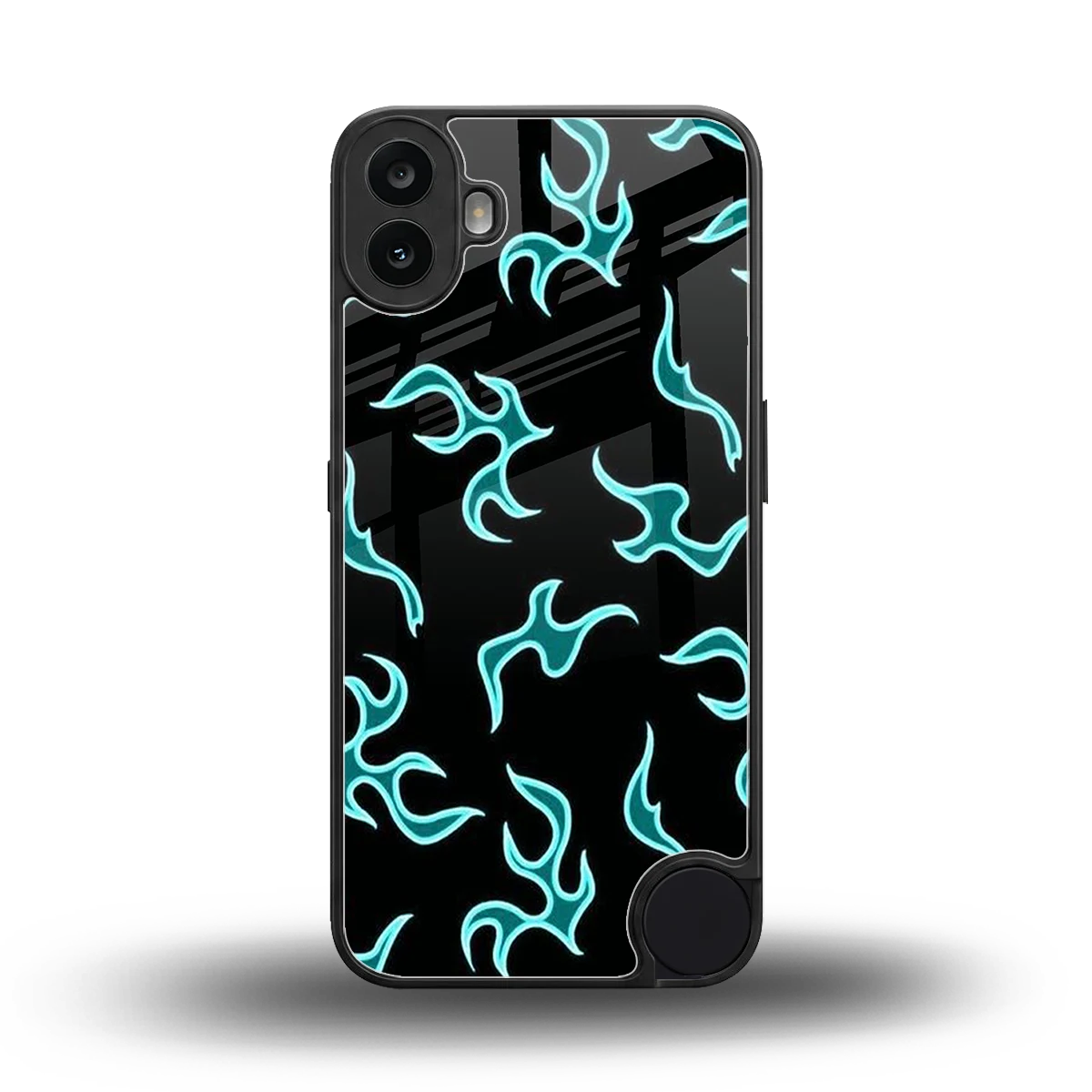 Lil Flames Black Blue back phone cover | glass case for cmf nothing phone 1