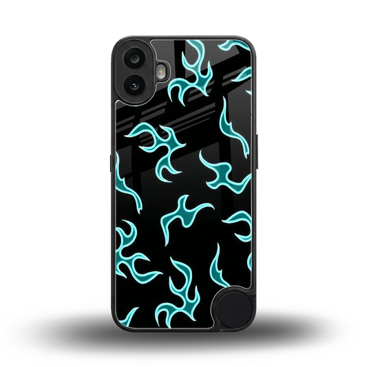 Lil Flames Black Blue back phone cover | glass case for cmf nothing phone 1