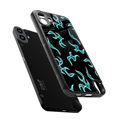 Lil Flames Black Blue sleek cmf nothing phone 1 cover with tempered glass back and TPU edges