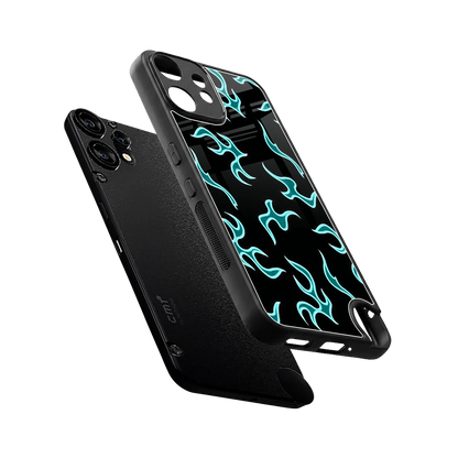 Lil Flames Black Blue sleek cmf nothing phone 2 pro cover with tempered glass back and TPU edges