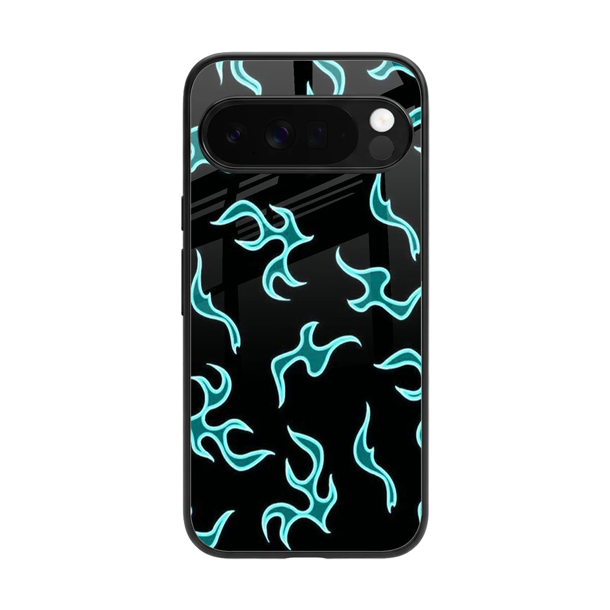 Lil Flames Black Blue back phone cover | glass case for google pixel 10 pro xl
