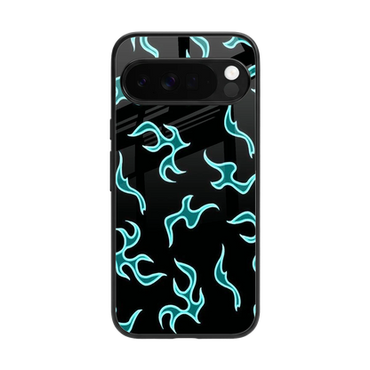Lil Flames Black Blue back phone cover | glass case for google pixel 10 pro xl