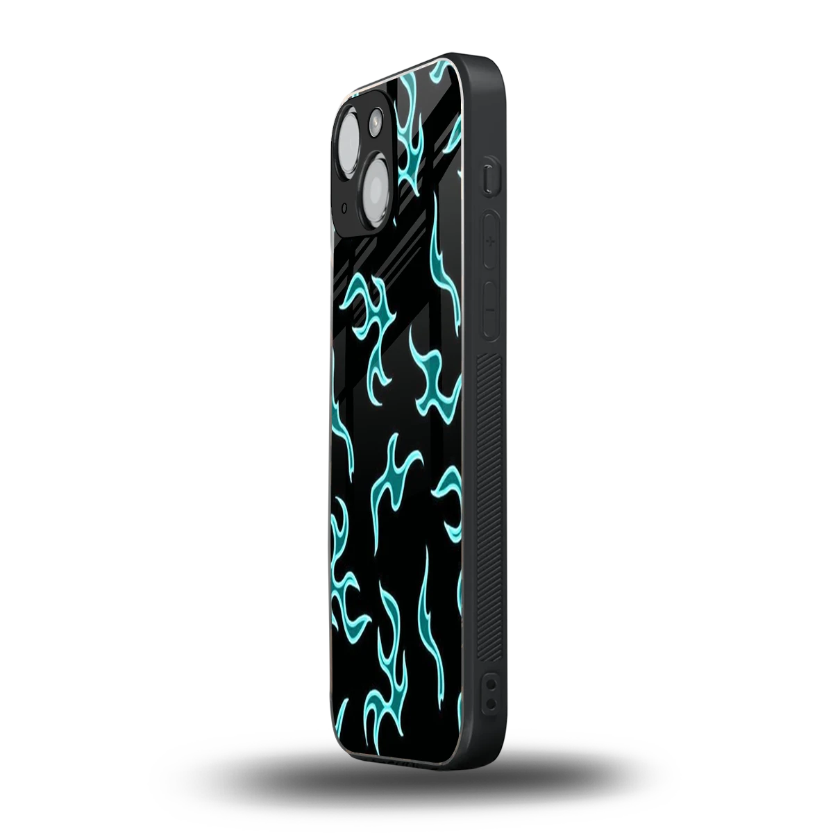 Lil Flames Black Blue iphone 13 mini mobile cover | shockproof glass phone case