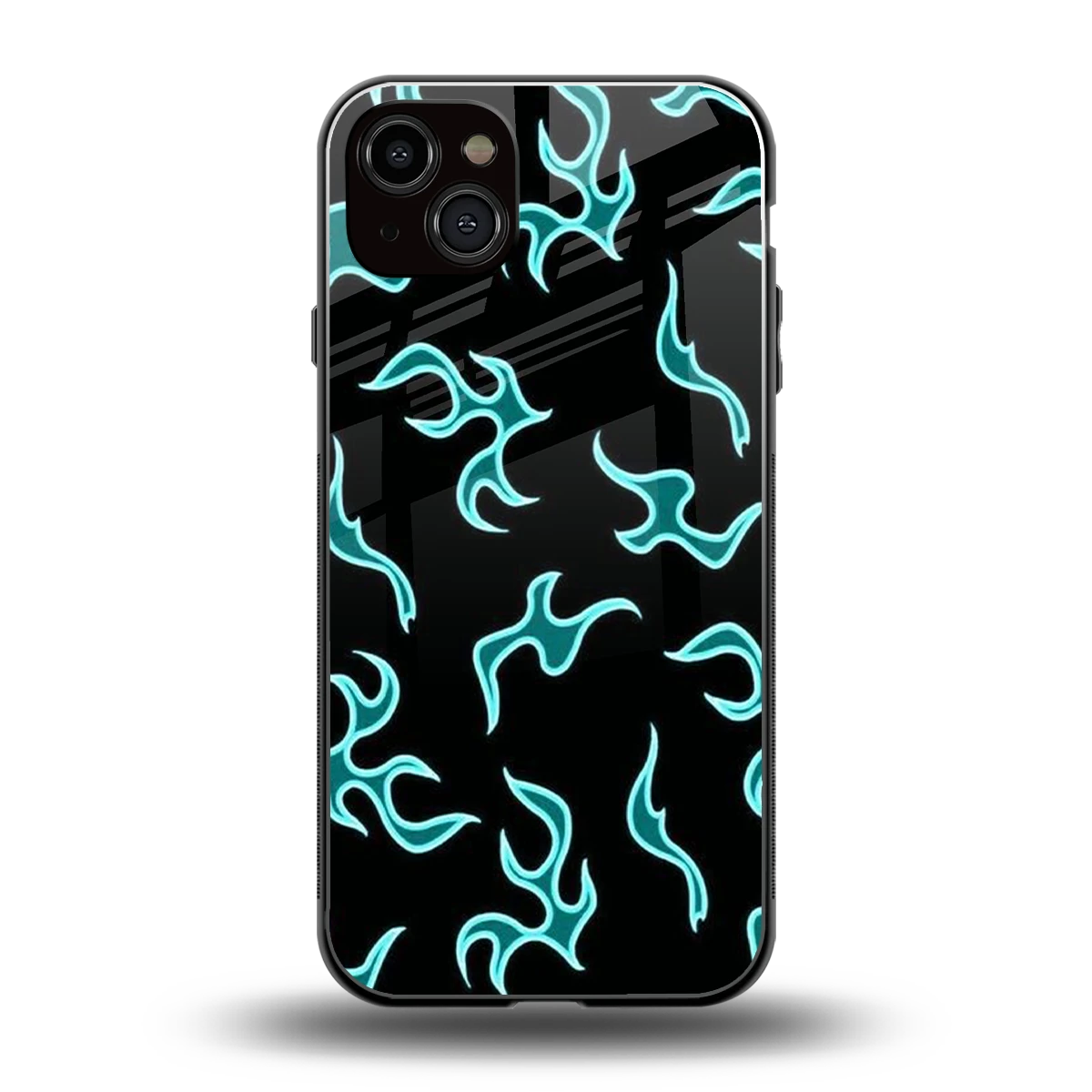 Lil Flames Black Blue back phone cover | glass case for iphone 14 plus