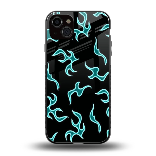Lil Flames Black Blue back phone cover | glass case for iphone 14 plus