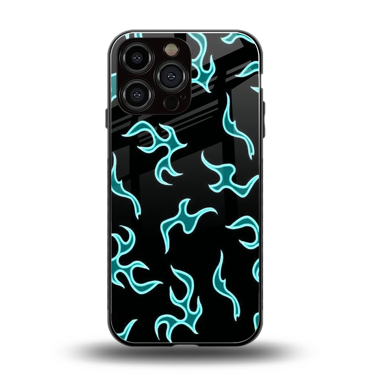 Lil Flames Black Blue back phone cover | glass case for iphone 15 pro max