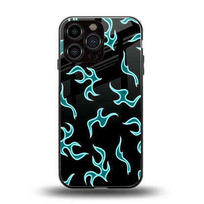 Lil Flames Black Blue back phone cover | glass case for iphone 15 pro max
