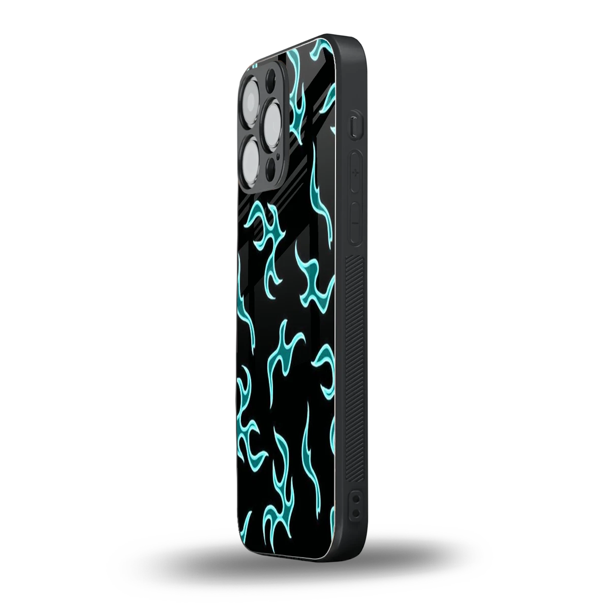 Lil Flames Black Blue iphone 15 pro max mobile cover | shockproof glass phone case