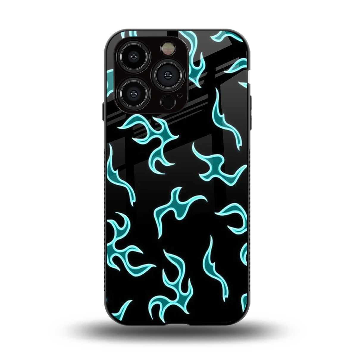 Lil Flames Black Blue back phone cover | glass case for iphone 15 pro