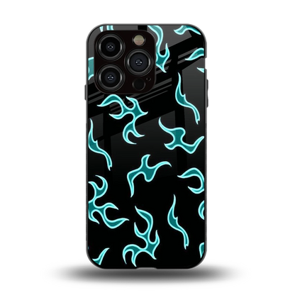 Lil Flames Black Blue back phone cover | glass case for iphone 15 pro