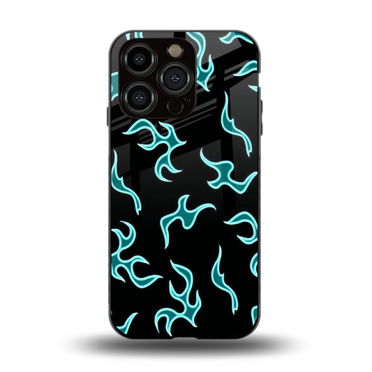 Lil Flames Black Blue back phone cover | glass case for iphone 15 pro