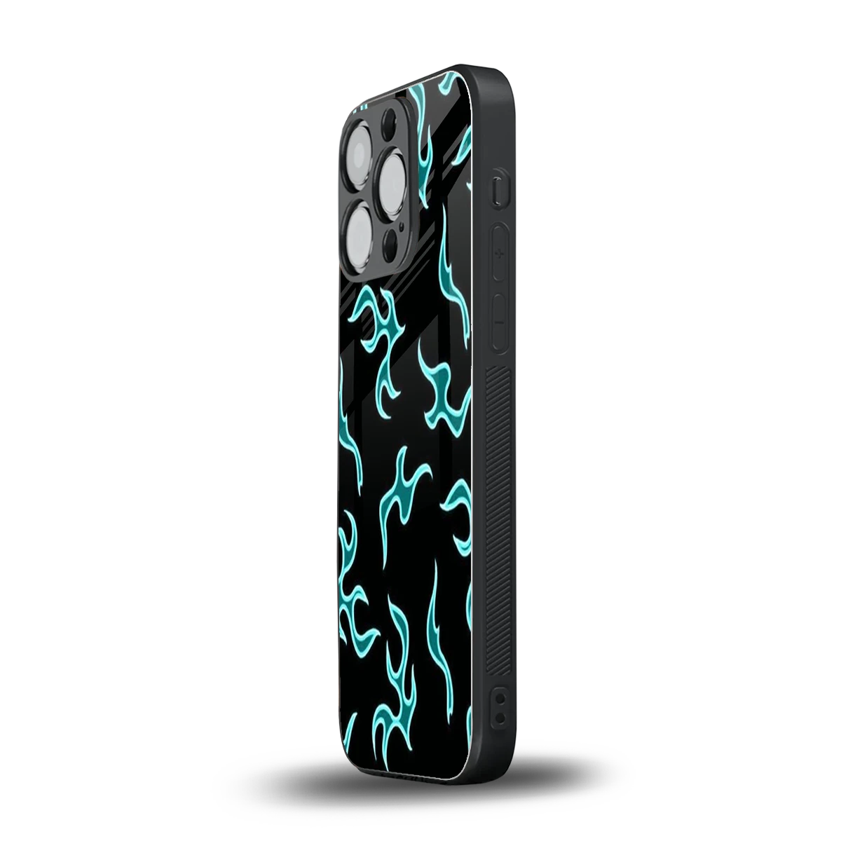 Lil Flames Black Blue iphone 15 pro mobile cover | shockproof glass phone case