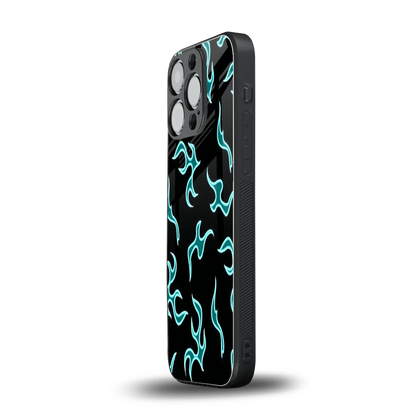 Lil Flames Black Blue iphone 15 pro mobile cover | shockproof glass phone case
