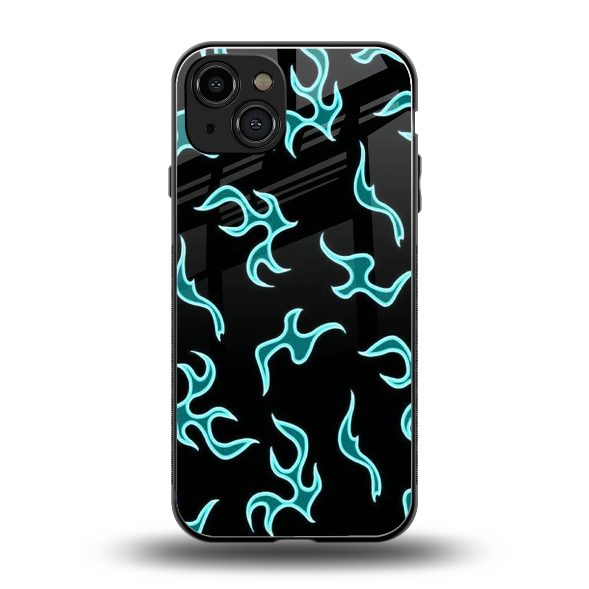 Lil Flames Black Blue back phone cover | glass case for iphone 15