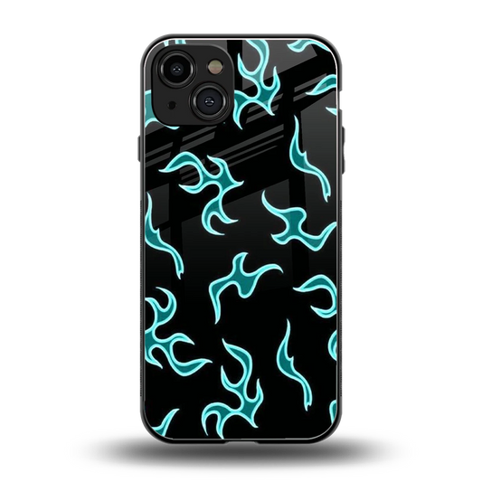 Lil Flames Black Blue back phone cover | glass case for iphone 15