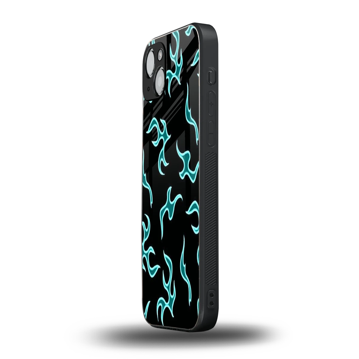 Lil Flames Black Blue iphone 15 mobile cover | shockproof glass phone case