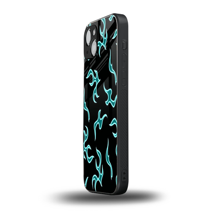 Lil Flames Black Blue iphone 15 mobile cover | shockproof glass phone case
