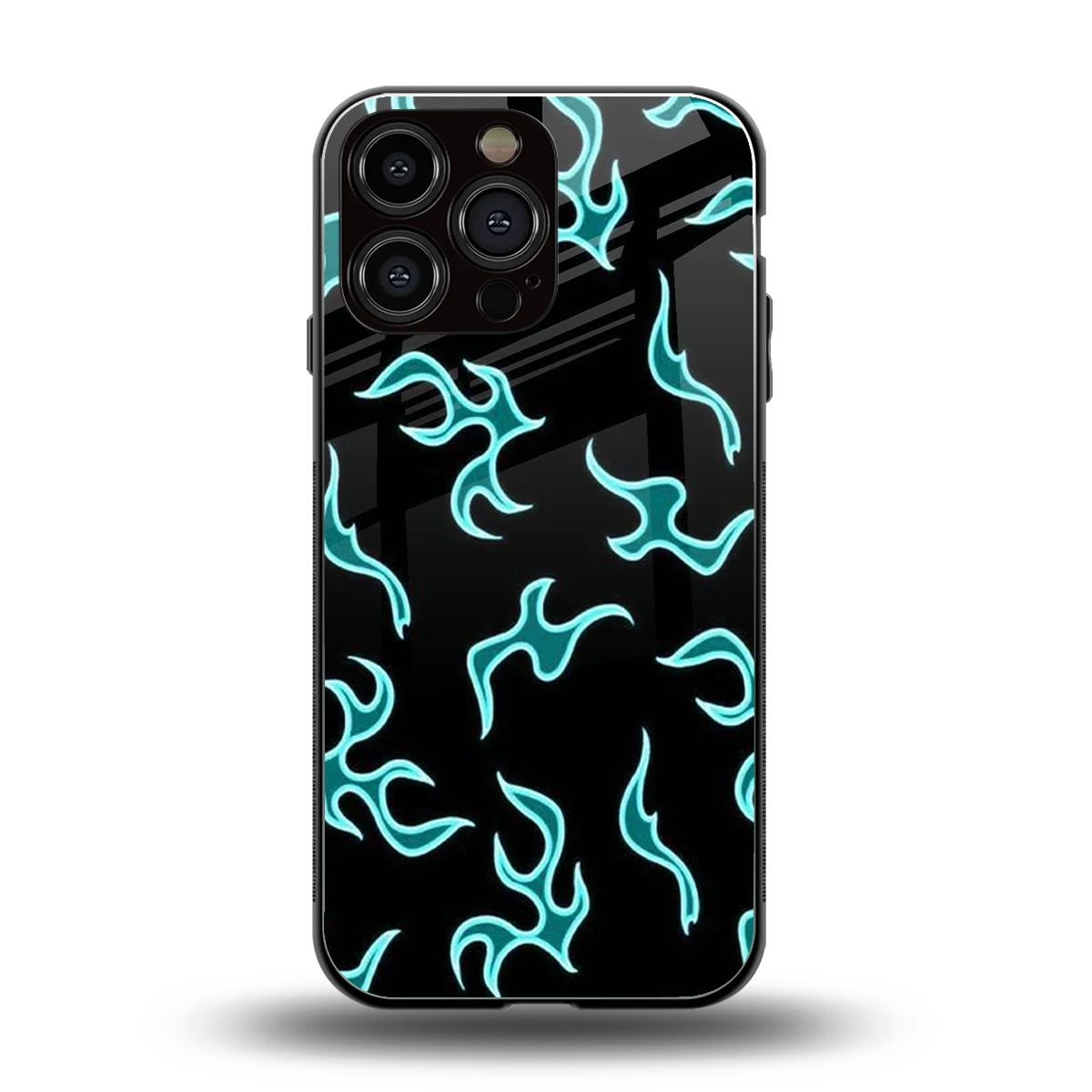 Lil Flames Black Blue back phone cover | glass case for iphone 16 pro max