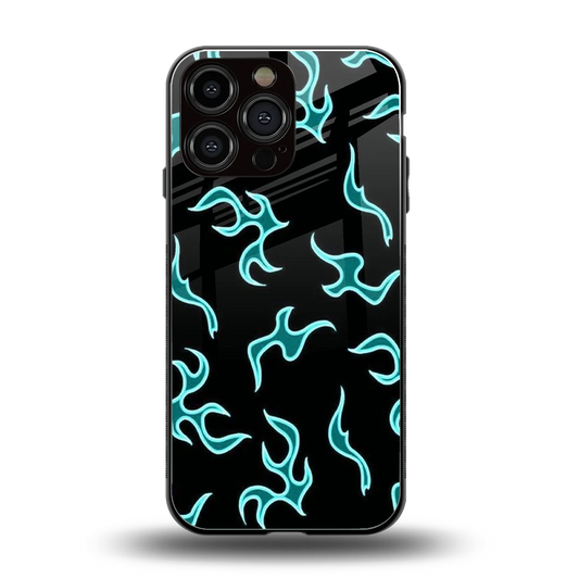 Lil Flames Black Blue back phone cover | glass case for iphone 16 pro max