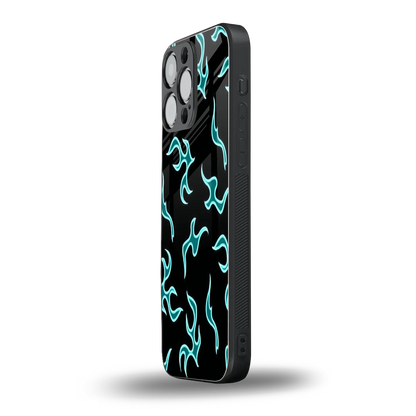 Lil Flames Black Blue iphone 16 pro max mobile cover | shockproof glass phone case