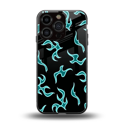 Lil Flames Black Blue back phone cover | glass case for iphone 16 pro