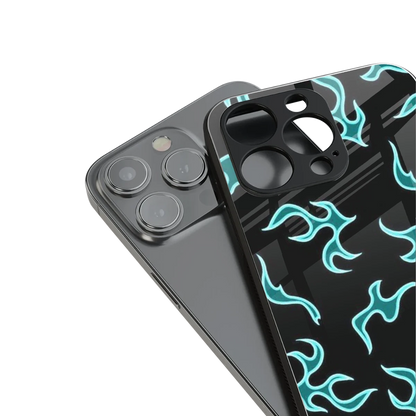 Lil Flames Black Blue stylish phone case for iphone 12 | glossy glass and slim fit