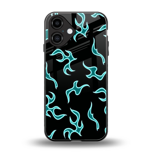 Lil Flames Black Blue Phone Case for Iphone 16 | Glass Case
