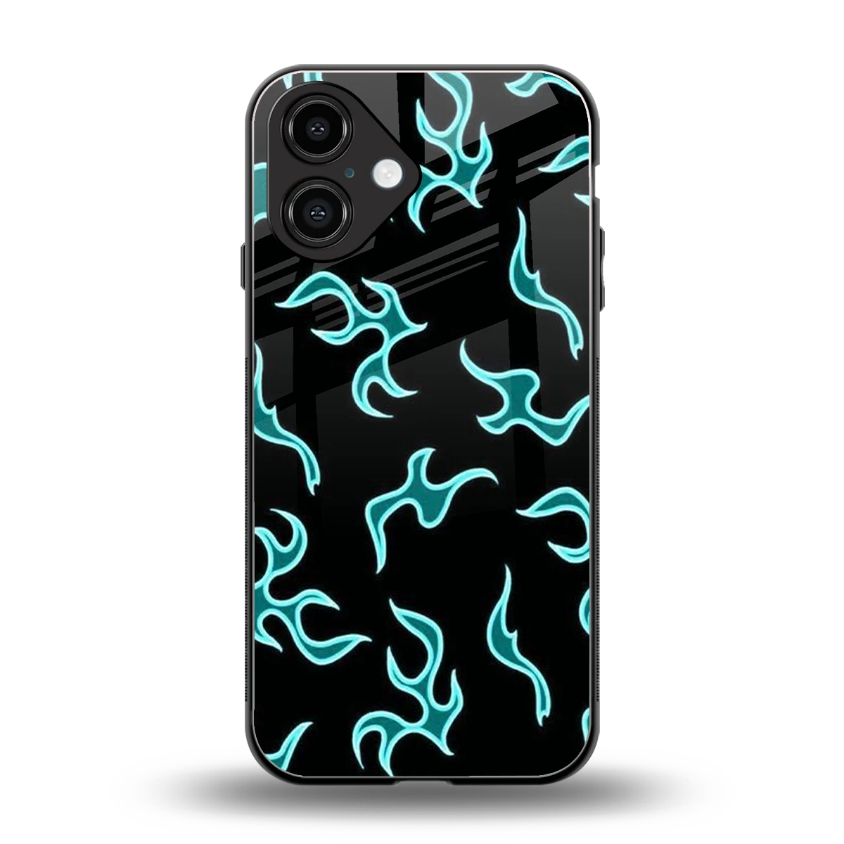 Lil Flames Black Blue back phone cover | glass case for iphone 16