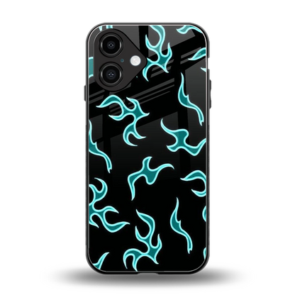 Lil Flames Black Blue back phone cover | glass case for iphone 16
