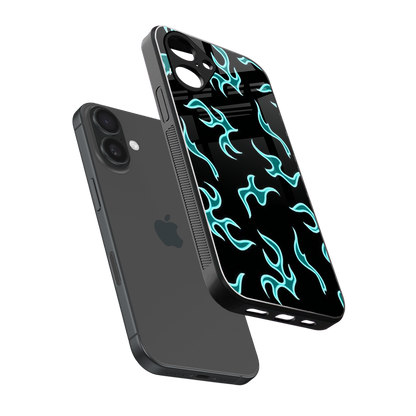 Lil Flames Black Blue Phone Case for Iphone 16 | Glass Case