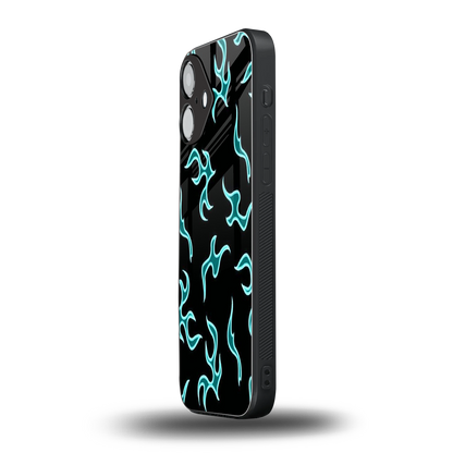 Lil Flames Black Blue Phone Case for Iphone 16 | Glass Case