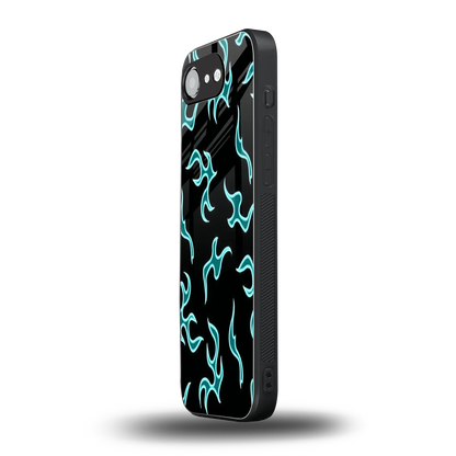 Lil Flames Black Blue iphone 16e mobile cover | shockproof glass phone case