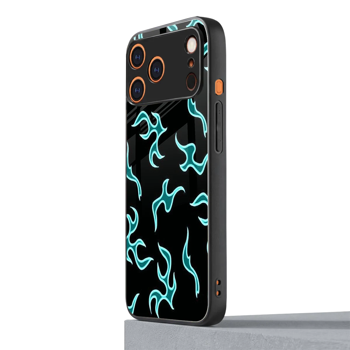 Lil Flames Black Blue iphone 17 pro mobile cover | shockproof glass phone case