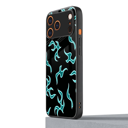 Lil Flames Black Blue iphone 17 pro mobile cover | shockproof glass phone case