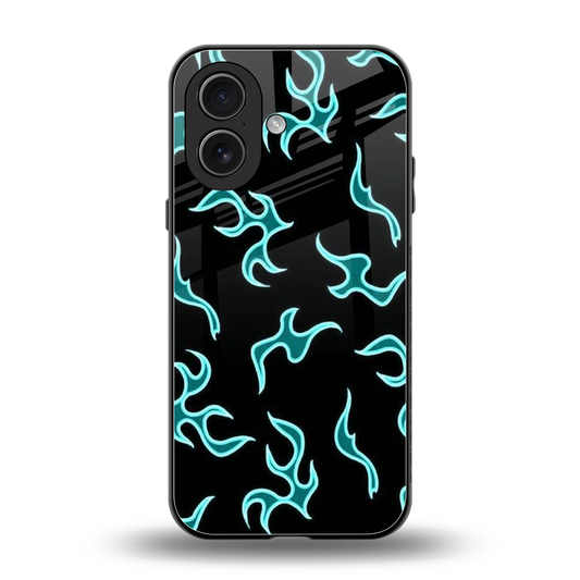 Lil Flames Black Blue back phone cover | glass case for iphone 17