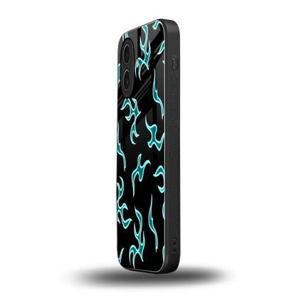 Lil Flames Black Blue iphone 17 mobile cover | shockproof glass phone case