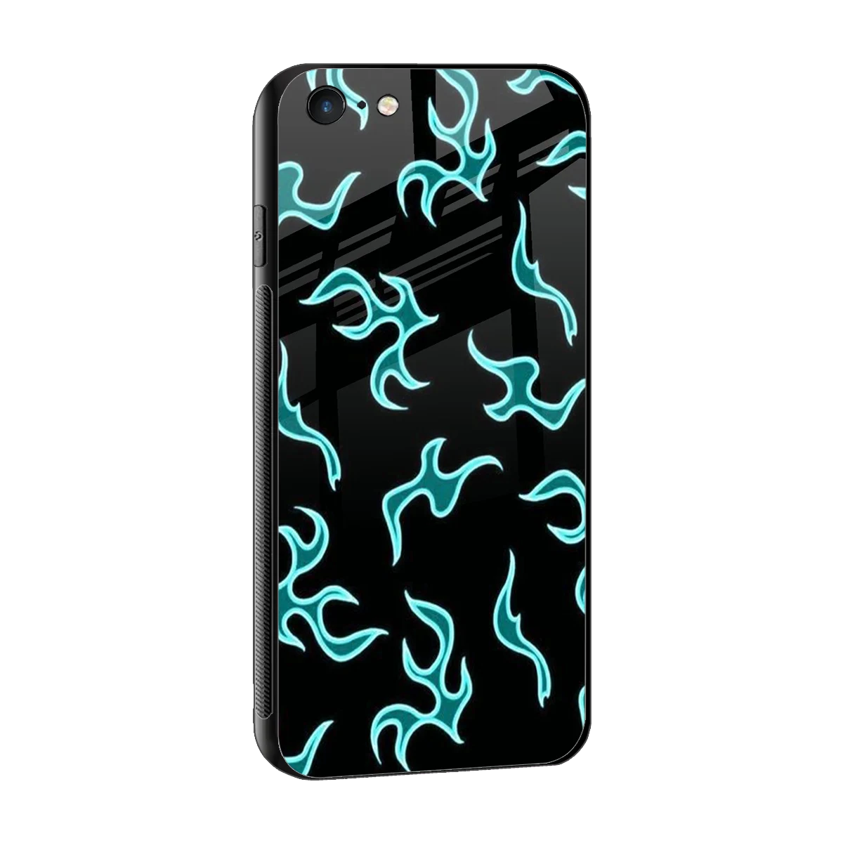 Lil Flames Black Blue sleek iphone 6s cover with tempered glass back and TPU edges